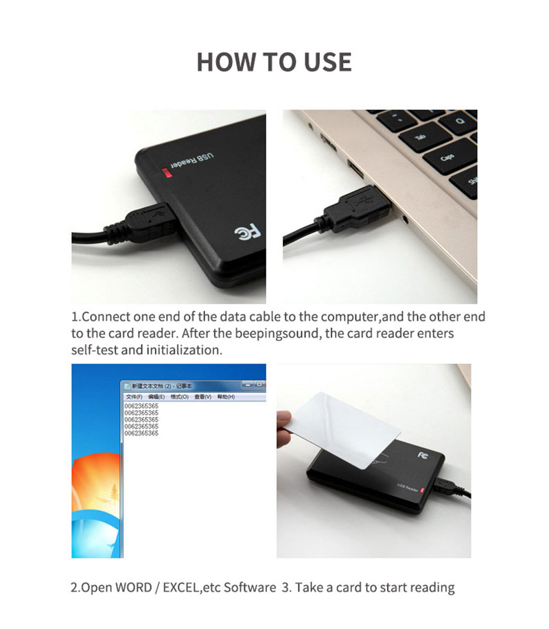 Kontaktivaba USB RFID-kaardilugeja lauale 125 kHz kaartidele ja siltidele 10