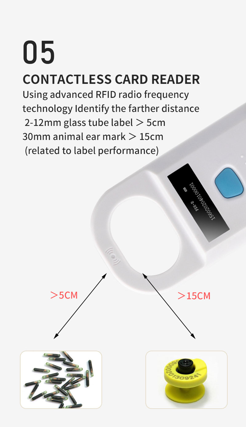 Kaasaskantav väike pihuarvuti 134,2 kHz RFID looma ID-lugeja 6