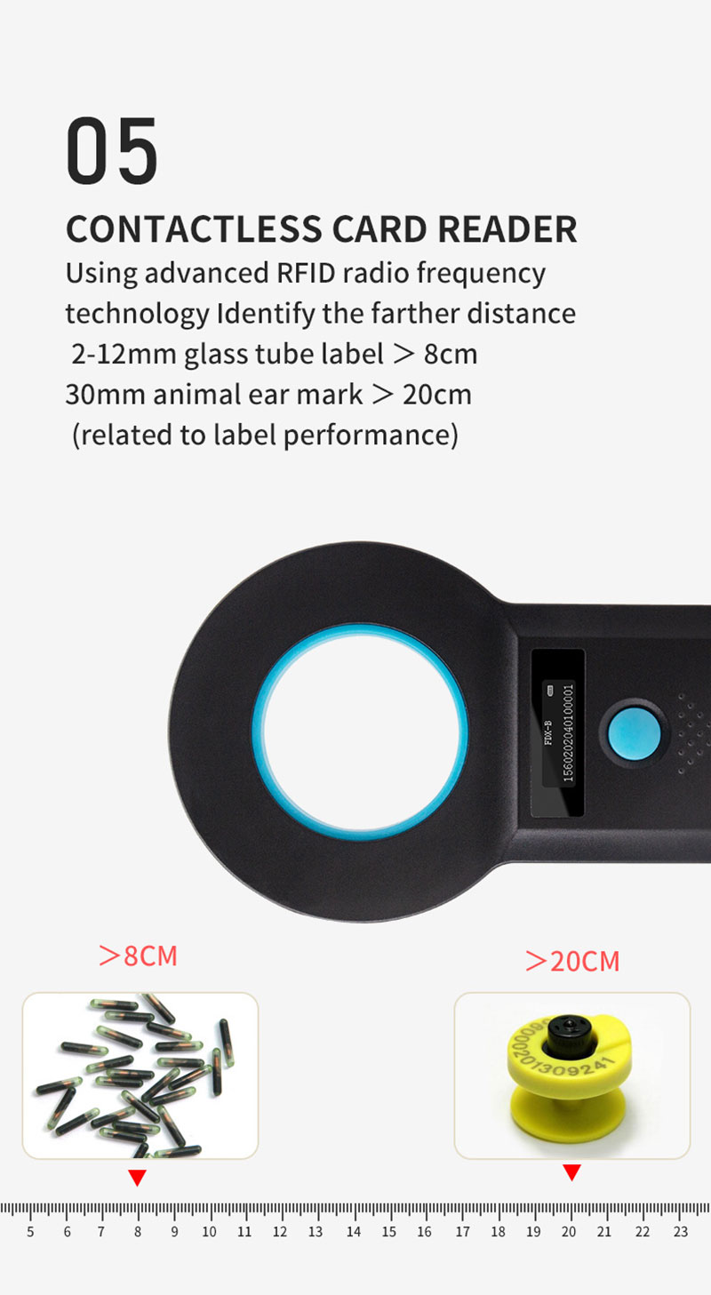 Kaasaskantav looma RFID-kõrvamärgi lugeja 6