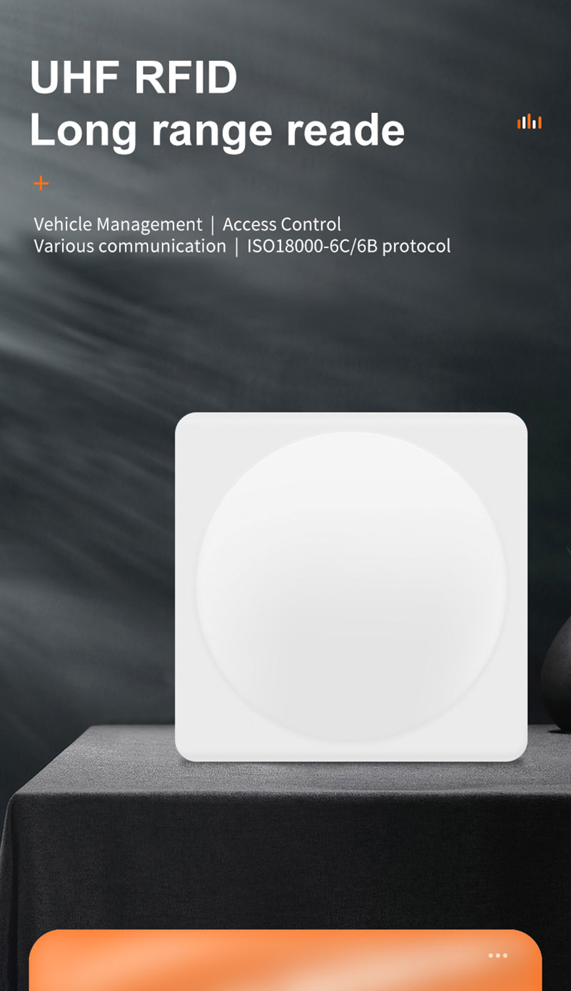 UHF RFID pika ulatusega R2000 kiibiga 9dbi ümmarguse polarisatsiooniga antennilugeja