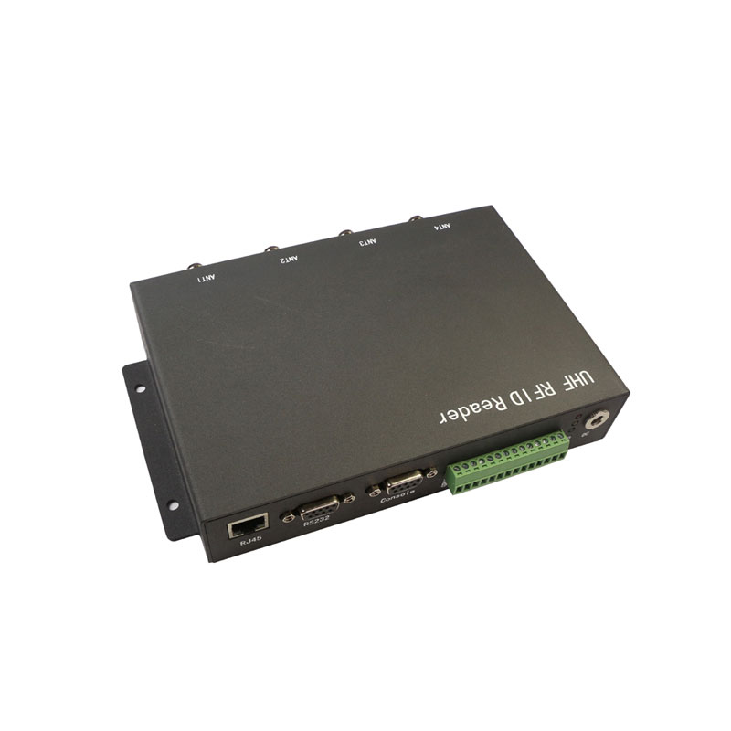 Kõrge jõudlusega nelja pordiga UHF RFID tööstuslik lugeja Modbus protokolliga RS485 RS232 TCP